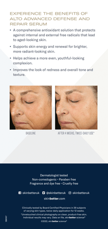skinbetter science® Alto Advanced Defense & Repair Serum Patient Pamphlet (4 pages)